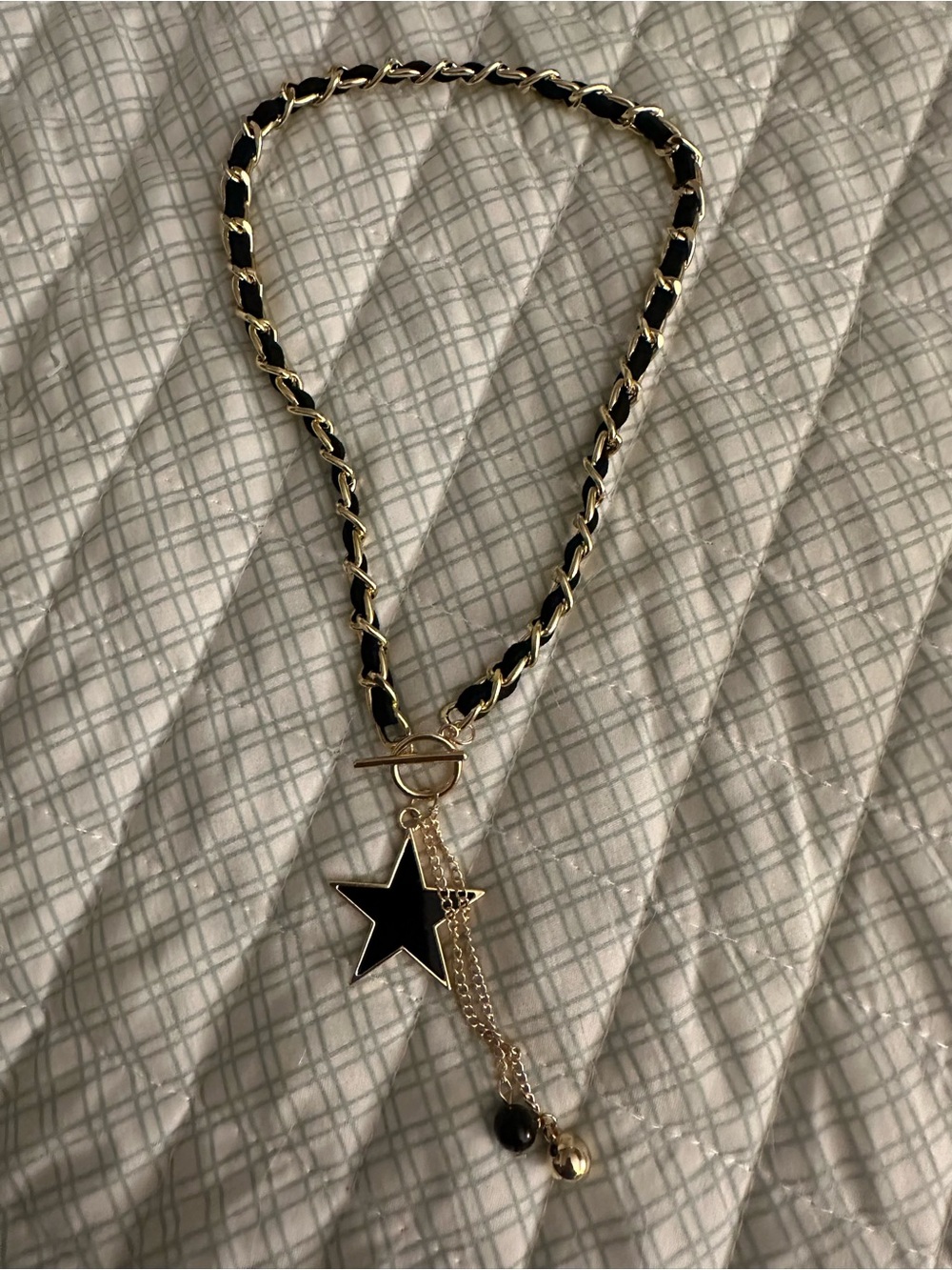 Gold & Black Star Pendant Chain Necklace - Women Jewelry